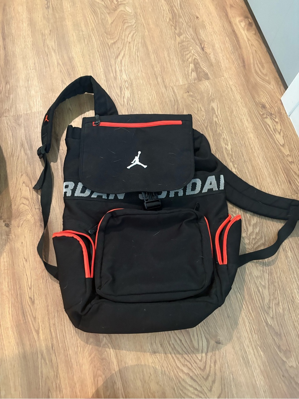 Jordan Black Backpack with Red Accent Zippers